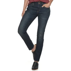 Women's Sonoma Goods For Life® Supersoft Stretch Midrise Skinny Jeans -Outlet Clothiza Store 2954787 Deep Rinse Crosshatch