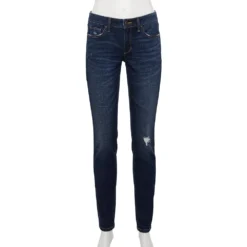 Women's Sonoma Goods For Life® Supersoft Stretch Midrise Skinny Jeans -Outlet Clothiza Store 2954787 Destructed Dark Indigo