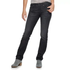 Women's Sonoma Goods For Life® Supersoft Midrise Straight-Leg Jeans -Outlet Clothiza Store 3022856 Black Crosshatch