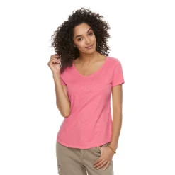 Petite Sonoma Goods For Life® Essential V-Neck Tee -Outlet Clothiza Store 3053848 Decal Pink