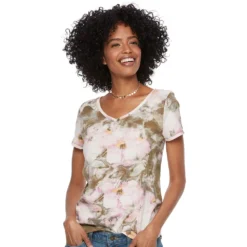 Petite Sonoma Goods For Life® Essential V-Neck Tee -Outlet Clothiza Store 3053848 Olive Floral
