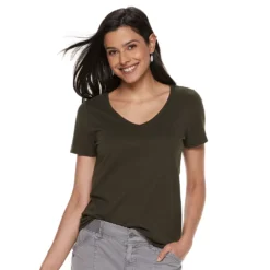Petite Sonoma Goods For Life® Essential V-Neck Tee -Outlet Clothiza Store 3053848 Pine Ridge