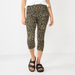 Women's Sonoma Goods For Life® Wide-Waist Capri Leggings -Outlet Clothiza Store 3584124 Black Floral