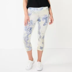 Women's Sonoma Goods For Life® Wide-Waist Capri Leggings -Outlet Clothiza Store 3584124 Blue Marble