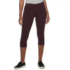 Women's Sonoma Goods For Life® Wide-Waist Capri Leggings -Outlet Clothiza Store 3584124 Burgundy