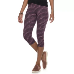 Women's Sonoma Goods For Life® Wide-Waist Capri Leggings -Outlet Clothiza Store 3584124 Burgundy Dye Effect