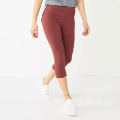 Women's Sonoma Goods For Life® Wide-Waist Capri Leggings -Outlet Clothiza Store 3584124 Maroon