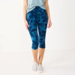 Women's Sonoma Goods For Life® Wide-Waist Capri Leggings -Outlet Clothiza Store 3584124 Navy Tropical