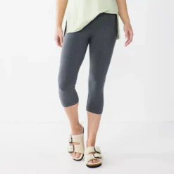 Petite Sonoma Goods For Life® Wide-Waist Capri Leggings -Outlet Clothiza Store 3590181 Gray