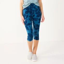 Petite Sonoma Goods For Life® Wide-Waist Capri Leggings -Outlet Clothiza Store 3590181 Navy Tropical