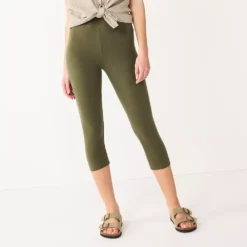 Petite Sonoma Goods For Life® Wide-Waist Capri Leggings -Outlet Clothiza Store 3590181 Olive
