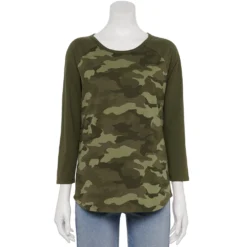 Women's Sonoma Goods For Life® Baseball Tee -Outlet Clothiza Store 4008826 Olive Camo