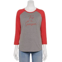Women's Sonoma Goods For Life® Baseball Tee -Outlet Clothiza Store 4008826 Tis The Season Grey
