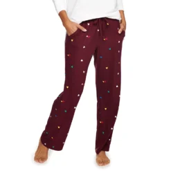 Women's Sonoma Goods For Life® Cozy Pajama Pants -Outlet Clothiza Store 4211999 Burgundy Hearts