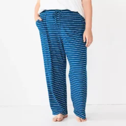 Plus Size Sonoma Goods For Life® Knit Pajama Pants -Outlet Clothiza Store 4212360 Blue Snuggle Stripe