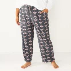 Plus Size Sonoma Goods For Life® Knit Pajama Pants -Outlet Clothiza Store 4212360 Grey Love Butterfly