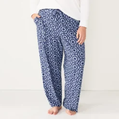 Plus Size Sonoma Goods For Life® Knit Pajama Pants -Outlet Clothiza Store 4212360 Navy Quilt