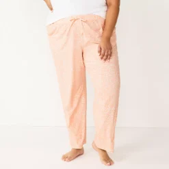 Plus Size Sonoma Goods For Life® Knit Pajama Pants -Outlet Clothiza Store 4212360 Peach Animal