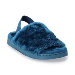 Women's Sonoma Goods For Life® Faux Fur Slide Slipper with Backstrap -Outlet Clothiza Store 4797542 Poseidon