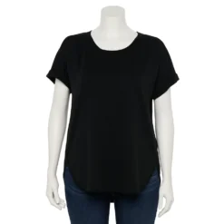 Plus Size Sonoma Goods For Life® Supersoft Short Sleeve Top -Outlet Clothiza Store 4886368 Black