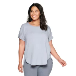 Plus Size Sonoma Goods For Life® Supersoft Short Sleeve Top -Outlet Clothiza Store 4886368 Gray Purple