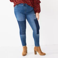 Plus Size Sonoma Goods For Life® Comfortable Favorite Mid-Rise Jeggings -Outlet Clothiza Store 4916239 Patchwork