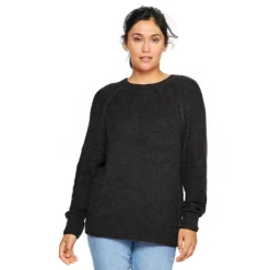 Women's Sonoma Goods For Life® All Over Stitch Crewneck Sweater -Outlet Clothiza Store 4923526 Black