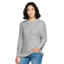 Women's Sonoma Goods For Life® All Over Stitch Crewneck Sweater -Outlet Clothiza Store 4923526 Light Gray