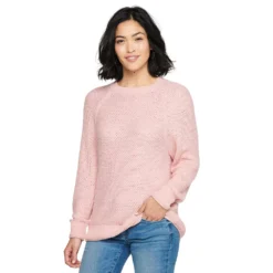 Women's Sonoma Goods For Life® All Over Stitch Crewneck Sweater -Outlet Clothiza Store 4923526 Light Pink