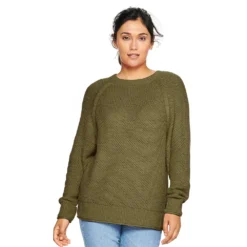 Women's Sonoma Goods For Life® All Over Stitch Crewneck Sweater -Outlet Clothiza Store 4923526 Odyssey Green