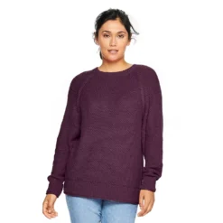 Women's Sonoma Goods For Life® All Over Stitch Crewneck Sweater -Outlet Clothiza Store 4923526 Purple