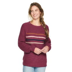 Women's Sonoma Goods For Life® All Over Stitch Crewneck Sweater -Outlet Clothiza Store 4923526 Purple Stripe