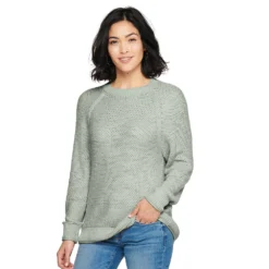 Women's Sonoma Goods For Life® All Over Stitch Crewneck Sweater -Outlet Clothiza Store 4923526 Sage
