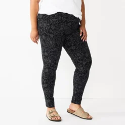 Plus Size Sonoma Goods For Life® Midrise Leggings -Outlet Clothiza Store 4966829 Black Floral