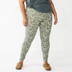 Plus Size Sonoma Goods For Life® Midrise Leggings -Outlet Clothiza Store 4966829 Gray Floral