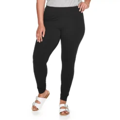 Plus Size Sonoma Goods For Life® Midrise Leggings -Outlet Clothiza Store 4966829 Pitch Black