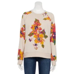 Women's Sonoma Goods For Life® Everyday Crewneck Sweatshirt -Outlet Clothiza Store 4974237 Beige Floral