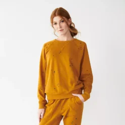 Women's Sonoma Goods For Life® Everyday Crewneck Sweatshirt -Outlet Clothiza Store 4974237 Gold Ditsy