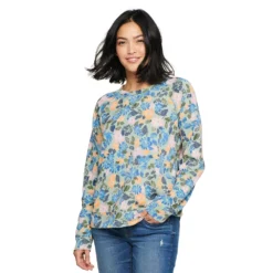 Women's Sonoma Goods For Life® Everyday Crewneck Sweatshirt -Outlet Clothiza Store 4974237 Light Blue Floral