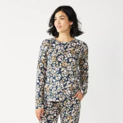 Women's Sonoma Goods For Life® Everyday Crewneck Sweatshirt -Outlet Clothiza Store 4974237 Navy Floral