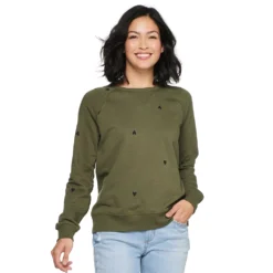 Women's Sonoma Goods For Life® Everyday Crewneck Sweatshirt -Outlet Clothiza Store 4974237 Olive Mini Heart
