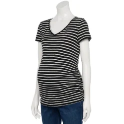 Maternity Sonoma Goods For Life® Essential V-Neck Tee -Outlet Clothiza Store 4980526 Black Stripe