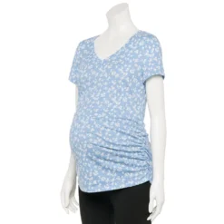 Maternity Sonoma Goods For Life® Essential V-Neck Tee -Outlet Clothiza Store 4980526 Blue Ditsy Floral
