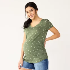 Maternity Sonoma Goods For Life® Essential V-Neck Tee -Outlet Clothiza Store 4980526 Olive Daisy