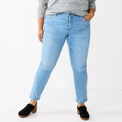 Plus Size Sonoma Goods For Life® Premium Elastic-Waist Midrise Straight-Leg Jeans -Outlet Clothiza Store 4988856 Fauna