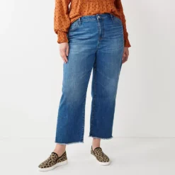 Plus Size Sonoma Goods For Life® Premium High-Waisted Straight-Leg Crop Jeans -Outlet Clothiza Store 4990293 Baytree