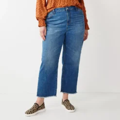 Plus Size Sonoma Goods For Life® Premium Curvy High-Waisted Straight-Leg Crop Jeans -Outlet Clothiza Store 4990809 Baytree