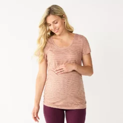 Maternity Sonoma Goods For Life® Essential Scoopneck Tee -Outlet Clothiza Store 4998304 Brown Pink Stripe