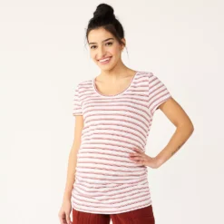 Maternity Sonoma Goods For Life® Essential Scoopneck Tee -Outlet Clothiza Store 4998304 Rust Stripe
