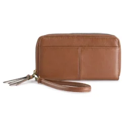 Sonoma Goods For Life® Elowen RFID-Blocking Double Zip Wristlet -Outlet Clothiza Store 5009987 Cognac Pebble
